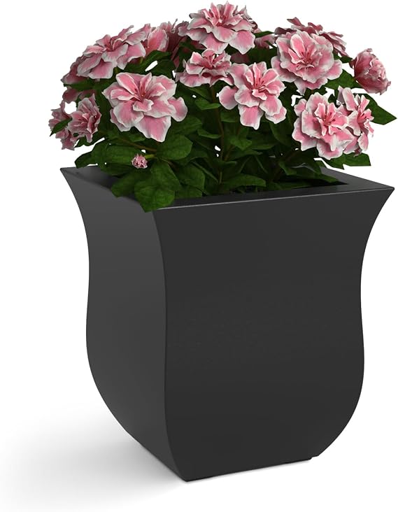 Mayne 5873-B Polyethylene Planter, Black 16x16 | All season, Indoor/Outdoor, Double-wall design, Fade resistant,