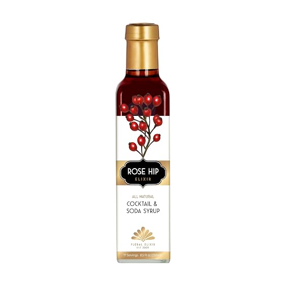 Floral Elixir Co. - All Natural HERB Syrup for Cocktails & Sodas, 8.5 oz (Rose Hip)