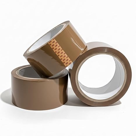 Roe Tenpo Packaging Tape, 3 Rolls Brown Parcel Packing Tape with Low Noise - 48mm X 66m, Secure and Sticky Seal for Boxes, Packing, Shipping, Moving, eCommerce (Brown, 3 rolls)