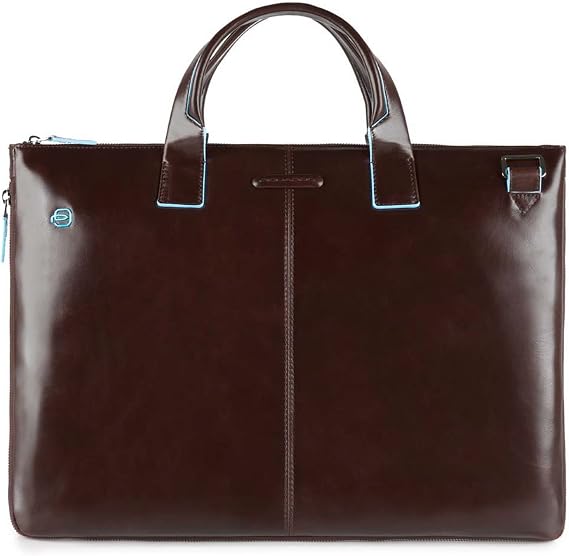 Piquadro - Compact Leather Briefcase 2 Handles - Unisex - Mahogany