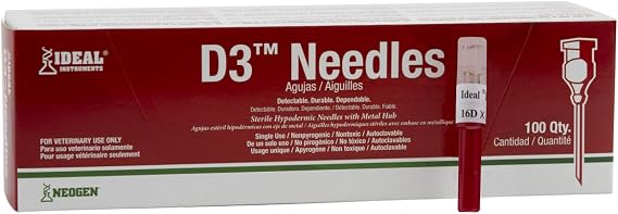Neogen Ideal D3 Detectable Needle 16 G x 5/8 Inch 100/box