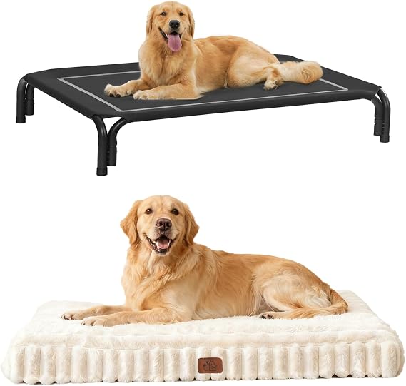 Elevated Dog Bed 43.3"31.9"7.9" with Orthopedic Dog Bed 36"27"3"