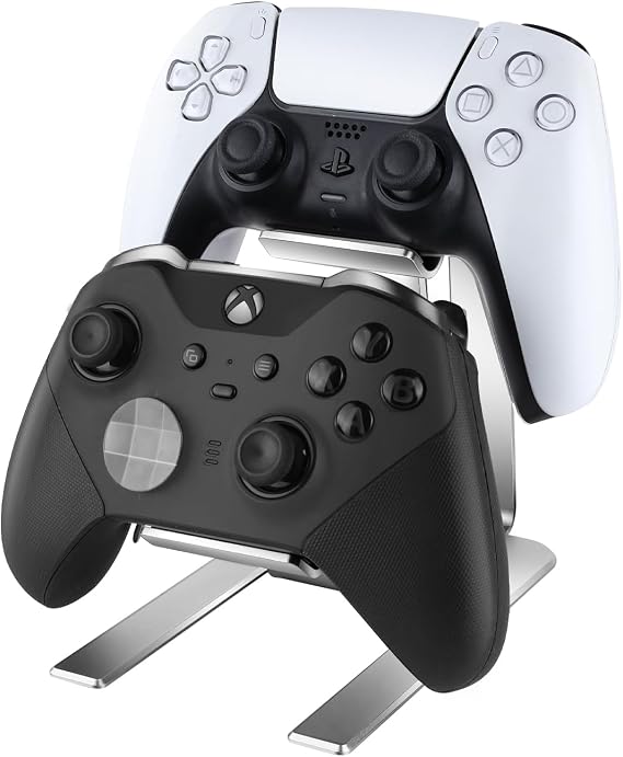 Niubixx Denetleyici Tutucu - 2 Katmanlı Evrensel Alüminyum Ekran Standı Aksesuarları PC Oyun Masası Dekor Eşyaları Xbox Series X S, Elite 2, PS5, PS4, PS3, Switch Pro ve Neredeyse Tüm Denetleyiciler için Oyun