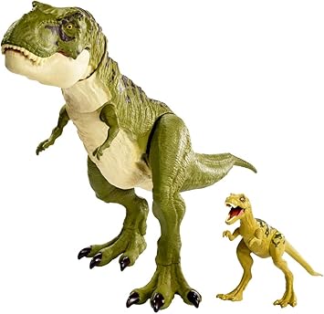 Jurassic World Tyrannosaurus Rex and Baby Tyrannosaurus Rex Jointed Dinosaur Figurines Toy Set for Children GCT98