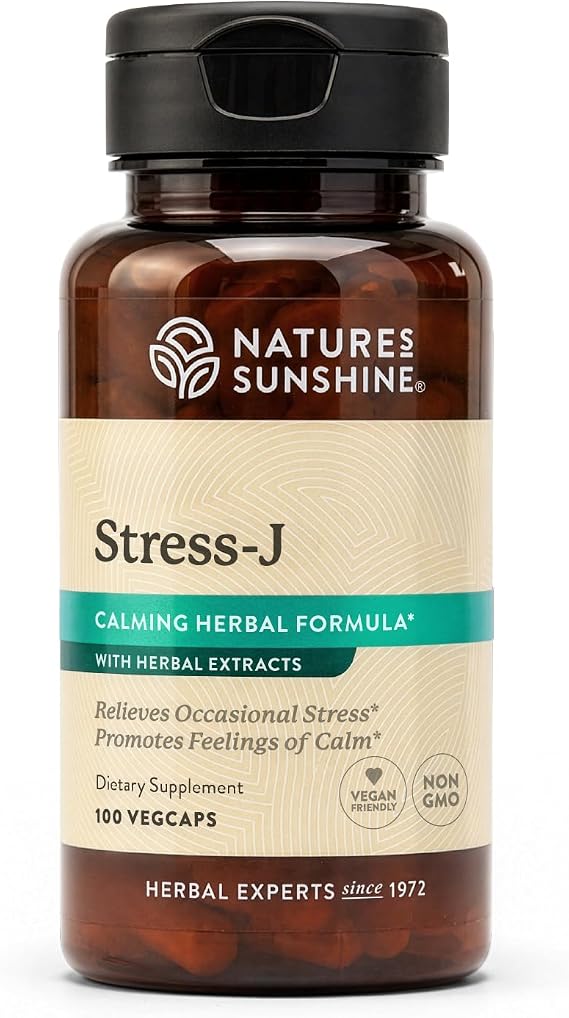 Nature's Sunshine Stress-J, 100 Capsules | This Natural Stress Relief Formula Promotes Feelings of Calm and Helps with Occasional Stress