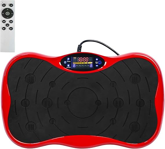 Vibrating Plate Machine, Power Waver Vibration Plate Exercise Machine for Lymphatic Drainage, Whole Body Vibration Plate Machine with Resistant Band, Weight Loss Shaping Toning HomeEquipment