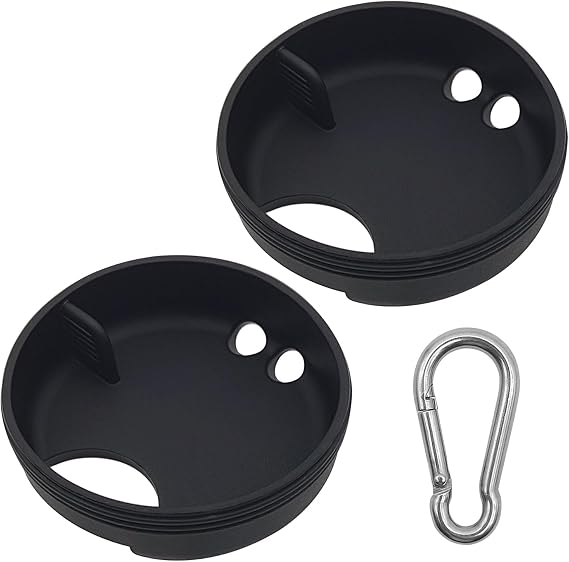 2 Pack Silicone Splashguard Compatible with Nalgene Water Bottle + 1 Pcs Metal Hook, Splashguard Lid Wide Mouth for Splash Guard, for All Wide-Necked 53mm Opening Water Bottle Accessories