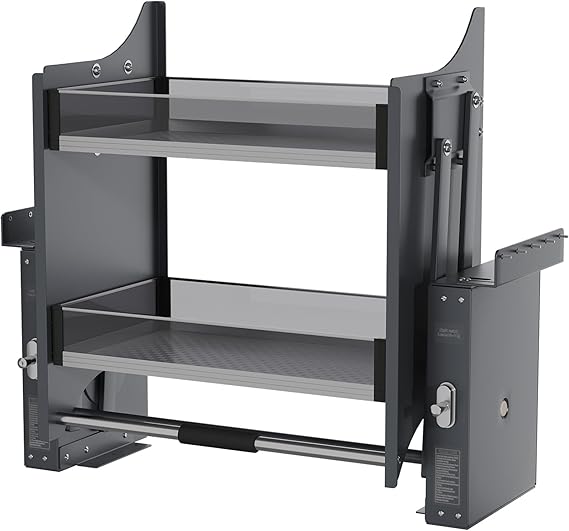 2-Tier Pull Down Shelf for Kitchen Upper Cabinet, 22-24" Width Black | Two Levels, Smooth Down Access, Upper Cabinet Storage, Clutter-Free Kitchen Organization