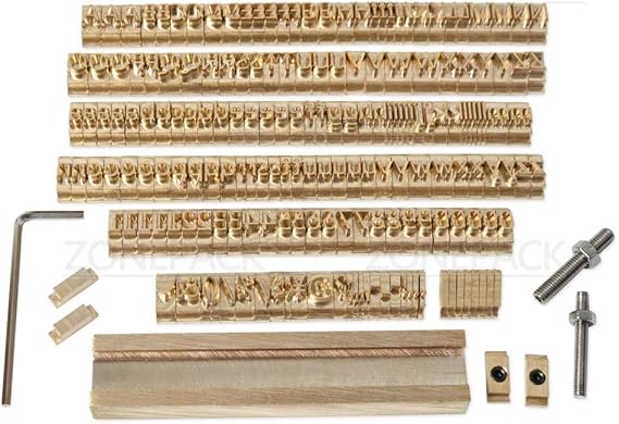 ZONEPACK Copper Brass Stamping Flexible Letters Numbers Alphabets Symbols Characters Molds CNC Engraving Molds for Hot Foil Stamping Machine (184 PCS Microsoft Elegant Black)