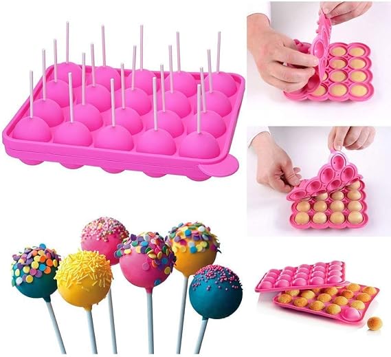 DECORA 20-Cavity Silicone Mold with 20 pcs Sticks for Cake Pop,Hard Candy and Party Cupcake