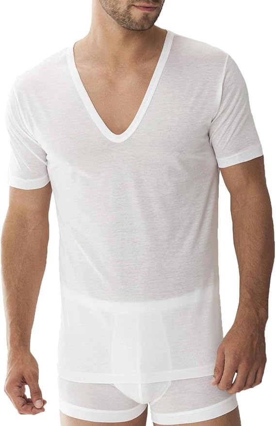Classic Royal T-Shirt: Short Sleeve V-Neck - White by Zimmerli Textil AG