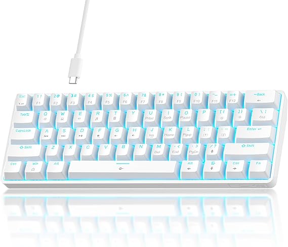 TMKB 60% Mechanical Gaming Keyboard, Red Linear Switch, Wired, White
