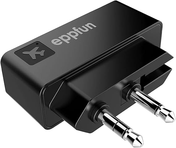 eppfun Professional Bluetooth 5.2 Transmitter for Airplane, Dual Connection Wireless Audio Adapter with aptX Low Latency/Aptx HD for Earbuds/Headphones