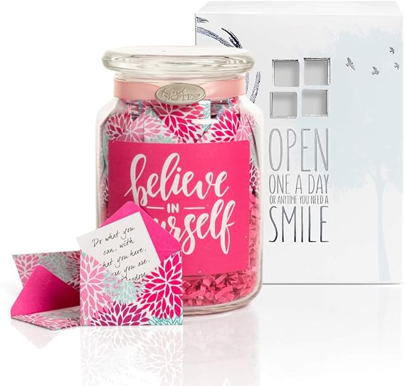Glass Keepsake Gift Jar with Romantic Love Messages (for Couples) - Floral Puffs Believe in Yourself