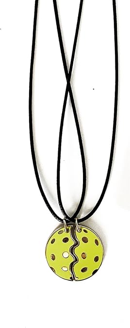 Pickleball MatchMate Necklace Set Split Pickleball Pendant for Partners 18" Adjustable Rope Chain with Secure Push-and-Turn Clasp Gift for Players & Teams