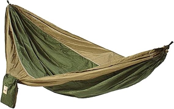 Parachute Nylon Portable Double Hammock, Army Green / Brown