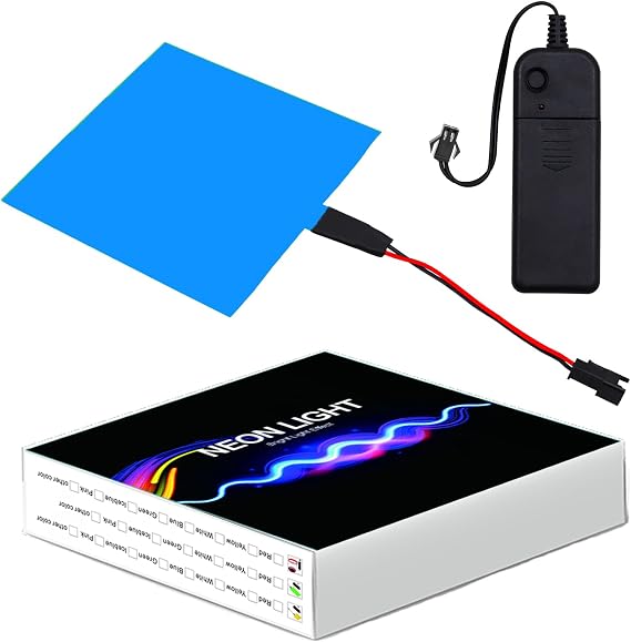 Electroluminescent Panels, EL Panels Light, EL Sheets 10 cm x 10 cm (3.93" x 3.93") ON/Slow Flash/Fast Flash, Blue, 1Pack