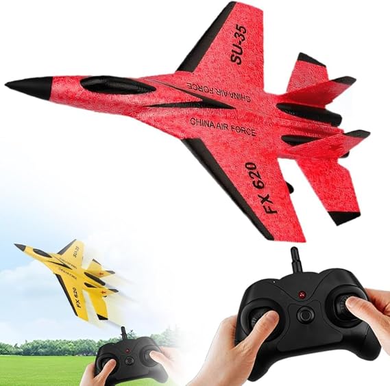 Remote Control Airplane, 2026 Upgrade Gravity Glider Foam RC Fighter 360 Remote Control Glider Airplanes with Lights Airplane Model (Red)