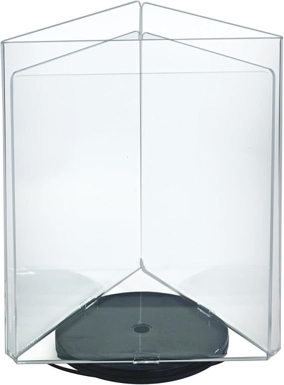 Azar Displays 193732 8.5" W x 11" H 3-Sided Sign Holder with Revolving Base, clear