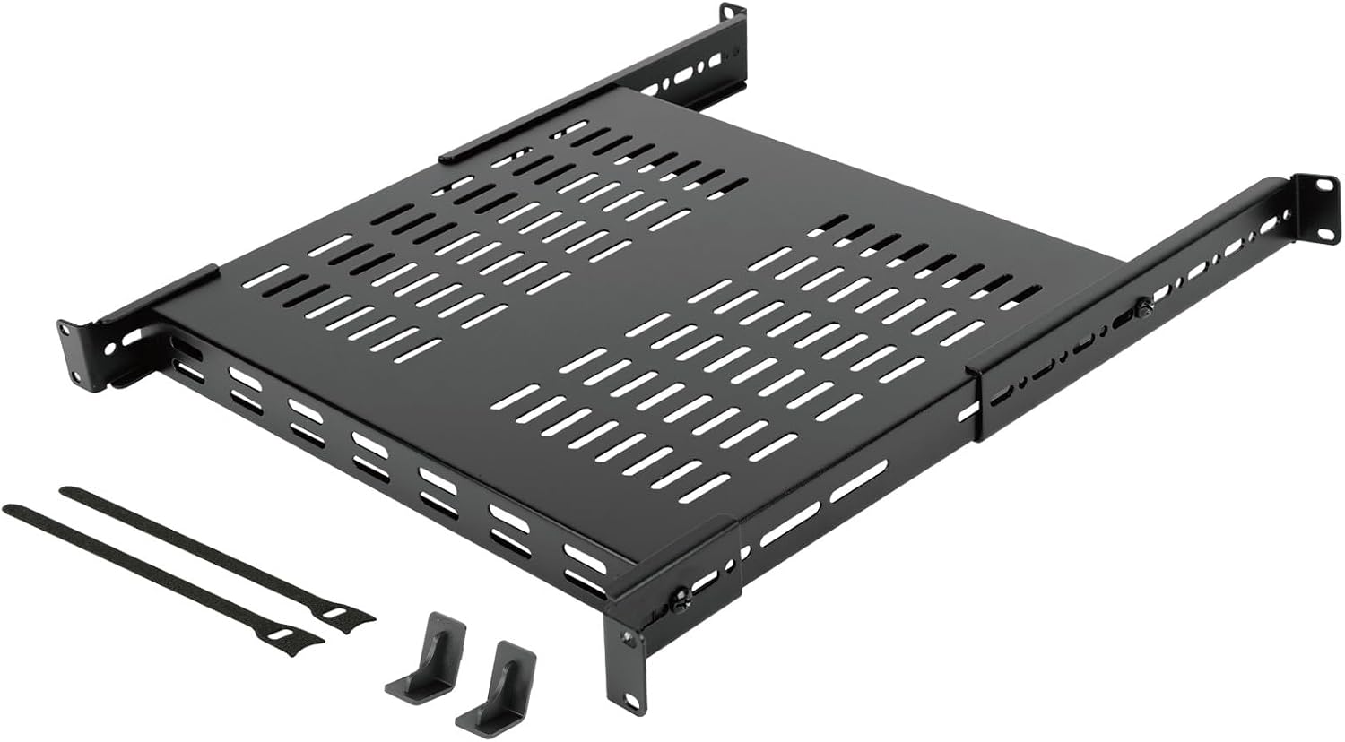 Tecmojo 1U Adjustable Vented Server Rack Mount Shelf - 13.8" (350mm) -23.6" (600mm) Depth, Supports up to 242 lbs - Universal Tray for 19" AV/Network Equipment