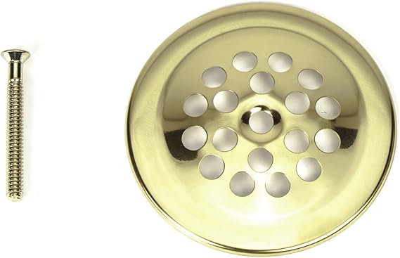 PF WaterWorks Bathtub/Bath Tub Drain Shoe Grid/Strainer Cover with Matching Screw;Polished Brass; PF0915-PB