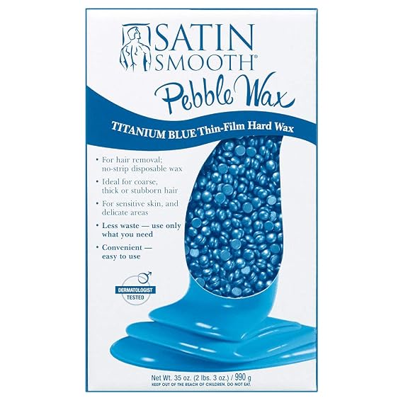 Satin Smooth Titanium Blue Pebble Hard Wax Beads for Hair Removal, 35 oz