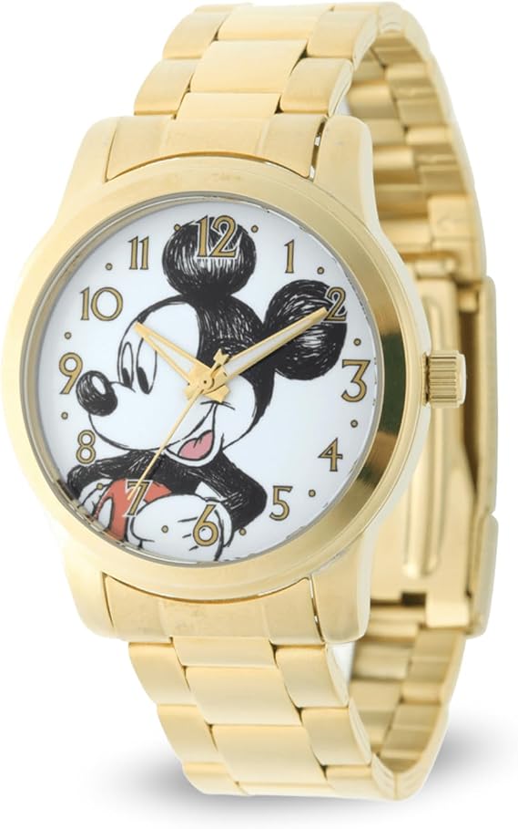 Disney Mickey Mouse Adult Casual Sport Analog Quartz Watch, Gold, Classic Sport Watch