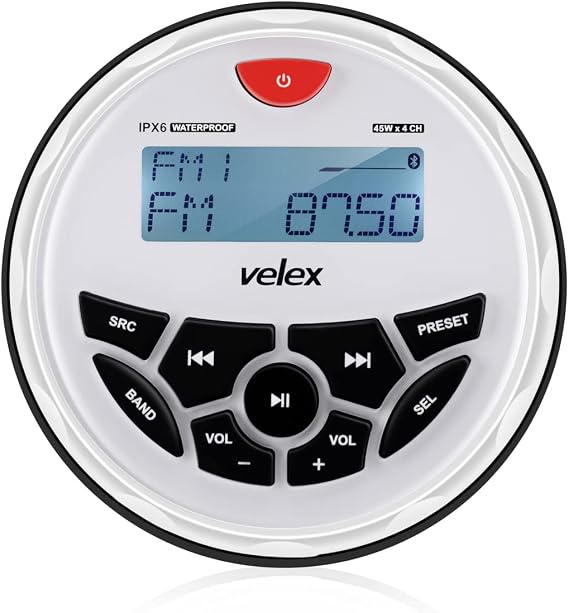 Marine Bluetooth Stereo Radio Boat Radio AM FM Tuner Bluetooth Streaming Music Digital Media on Boats Golf Cart ATV UTV and Spa Hot Tubs
