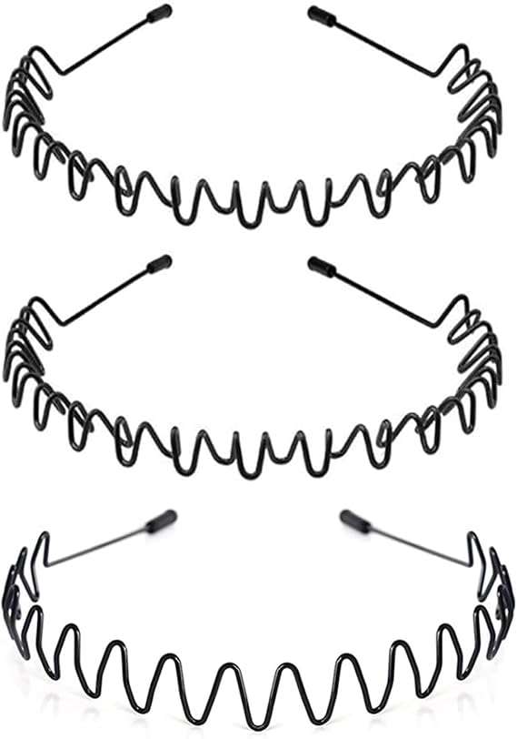 3pcs Zig Zag Metal Hair Band Non-Slip Strong Grip