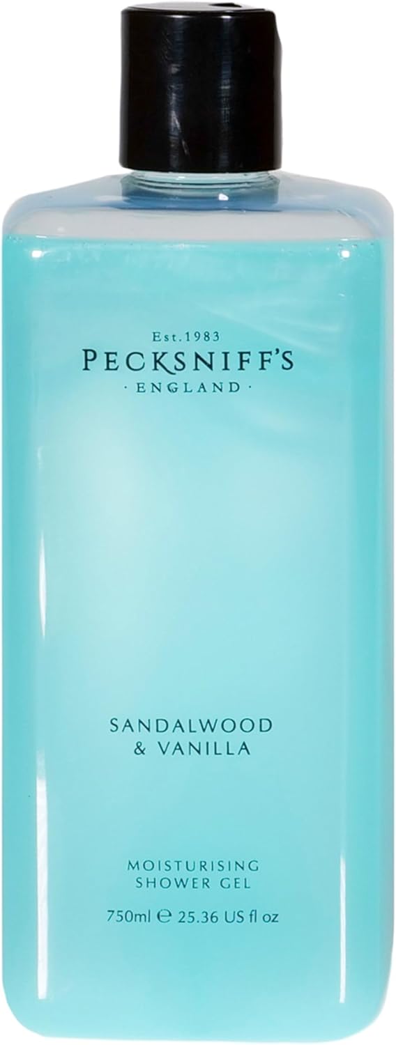 Moisturising Shower Gel - Liquid Body Wash for Soft Skin, Natural, Revitalising for Men and Women, Hydrates and Moisturises, Cruelty Free, Gift of Luxury (Sandalwood &amp; Vanilla) (750ml) - Pecksniff’s