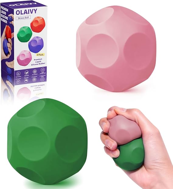 Sensory Stress Balls - Fidget Toy for Adults & Teen, Silicone Polyhedron Hand Therapy Ball with Beads Inside Relief Stress Squeeze Toy for Autism & ADHD, Office Desk Toy