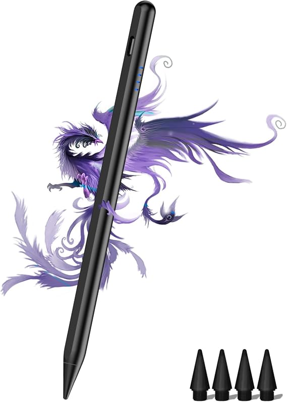 Stylus Pen for iPad (2018-2026), Fast Charge for iPad Pencil with Palm Rejection, Active Pen Compatible with Apple iPad A16 11/10/9/8/7/6, iPad Pro M5/M4/11/12.9", Mini 5/6, Air 3/4/5/M2/M3 (Black)