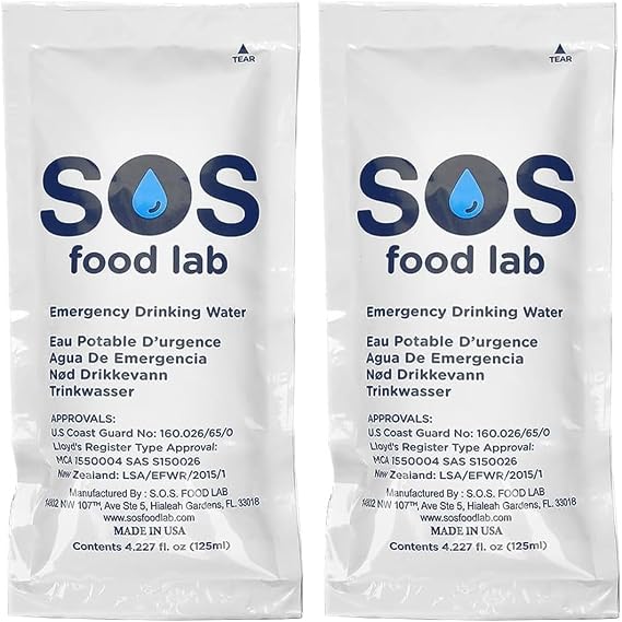 SOS 78804 Emergency Drinking Water Pouch, 125ml (Pack of 2)