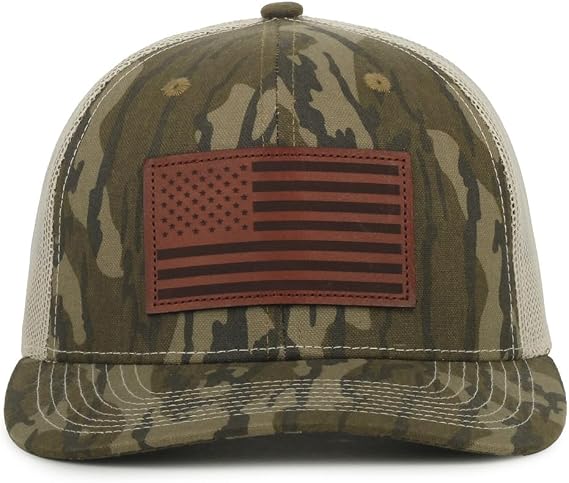 Mossy Oak Original Bottomland Camo American Flag Patch Trucker Hat