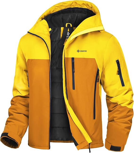 GEMYSE Men's Ski Jacket Warm Winter Snow Coat Waterproof Mountain Windbreaker Jacket for Snowboarding Hiking