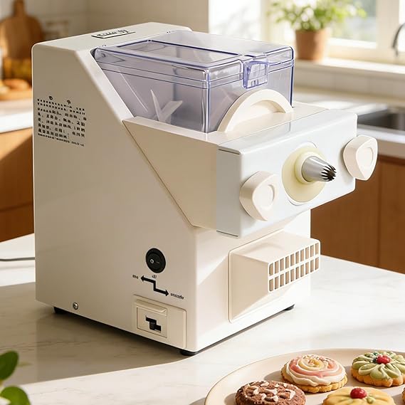 Automatic Cookie Making Machine,180W Biscuit Form Maker with Interchangeable Nozzles and Various Cookie Molds for Easy Baking