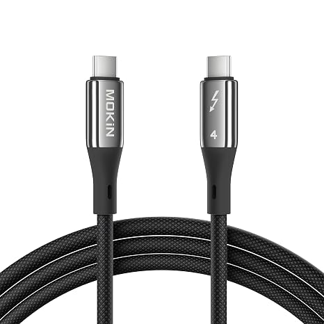 MOKiN Thunderbolt 4 Certified Cable 3.3 ft, 8K/4K Displays, 240W Charging, 40Gbps Data Transfer, USB C to USB C Cable for iPhone 16 Series, MacBook Air, iPad, Samsung