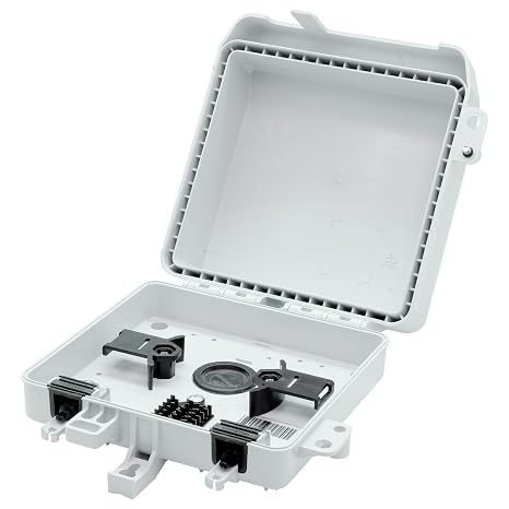 SatelliteSale Demarcation Box Outdoor Fiber Optic Network Interface Device (NID), 12-Port FTTH/FTTP Enclosure, Wall-Mountable Termination Box for Telecom, Broadband, and Data Applications