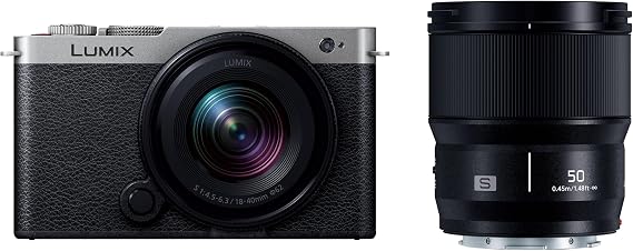 Panasonic LUMIX S9 Full-Frame Mirrorless Camera with S 18-40mm F4.5-6.3 + 50MM 1.8 Lens, (Silver) DC-S9SK (International Model)