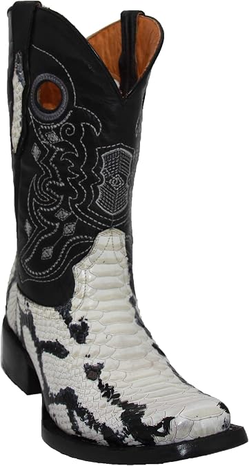 The Western Shops Mens Genuine Leather Python Snake Print Square Toe Cowboy Boot