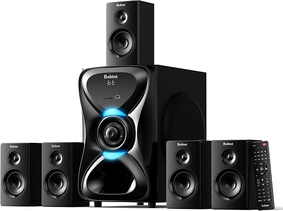 Bobtot Surround Sound System Wireless Rear Satellite Speakers, 1000W Peak Home Cinema Sound Systems, 8 inch Subwoofer, 5.1/2.1 Channel, Deep Bass with ARC, Optical, Bluetooth, Karaoke Input
