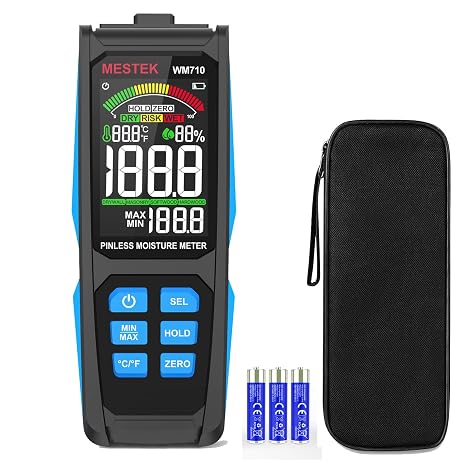 Pinless Wood Moisture Meters for Drywall, Water Leak Detector, Wall Moisture Tester for Lumber Concrete Building, Wall Moisture Sensor Digital Humidity Tester for Firewood