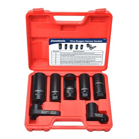 7-Piece Lambda Sensor Key Set 22 mm 27 mm 29 mm Lambda Sensor Nut Socket Wrench Tool Lambda Sensor Tool
