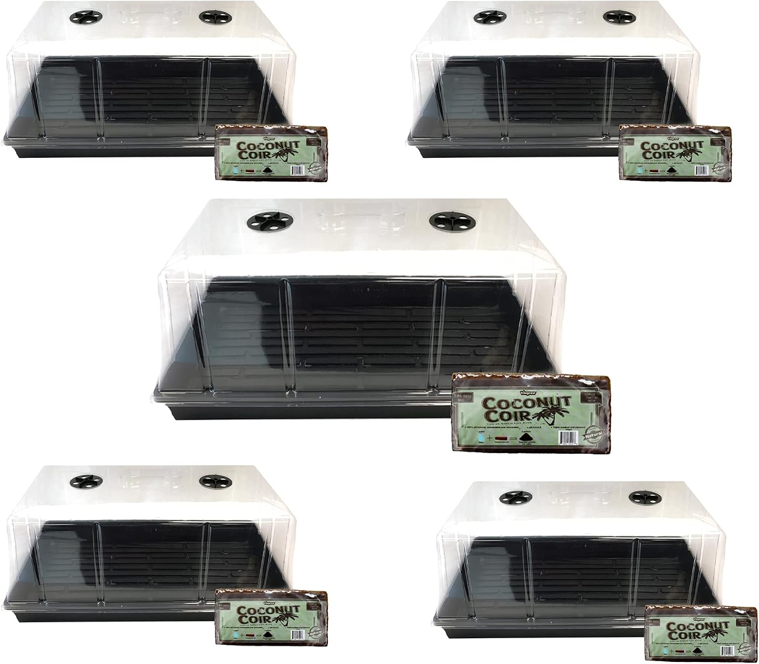 Viagrow Propagation Kits with Coco Coir 5 Pack, Heavy Prop Kit Coir