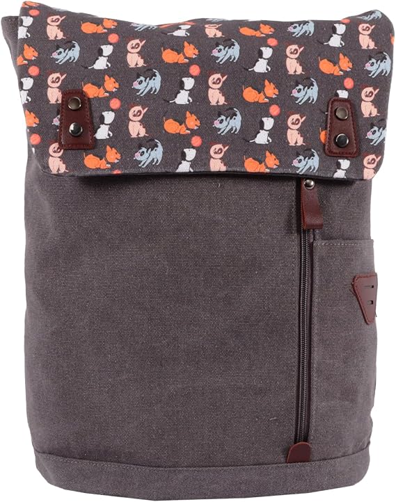 Biggdesign Dogs 15 inch Laptop Compatible School Backpack Gray with Vintage Waterproof Fabric