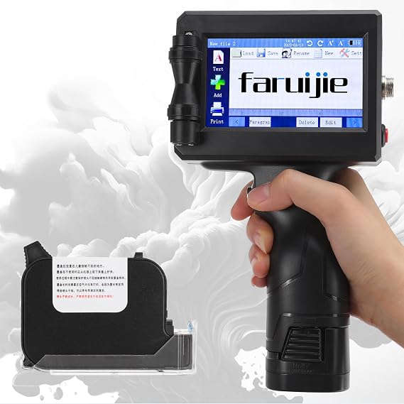 Handheld Inkjet Printer with 4.3Inch Touch Screen Printing Height 0.5" & 45MM/S Printing Speed for Batch Number Barcode Text Logo QR Code Luxury Wishing Artifact(Support 25 Languages)