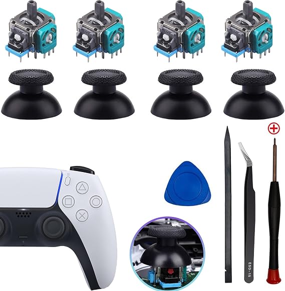 Ps5 Joystick Replacement for Sony PlayStation 5 Ps5 Controller Repair Kit for Ps5 Analog Stick Replace 3D Sensor Module Joystick for Dualsense Ps5 Controllerjoystick Replacement Accessory (4 Pack)