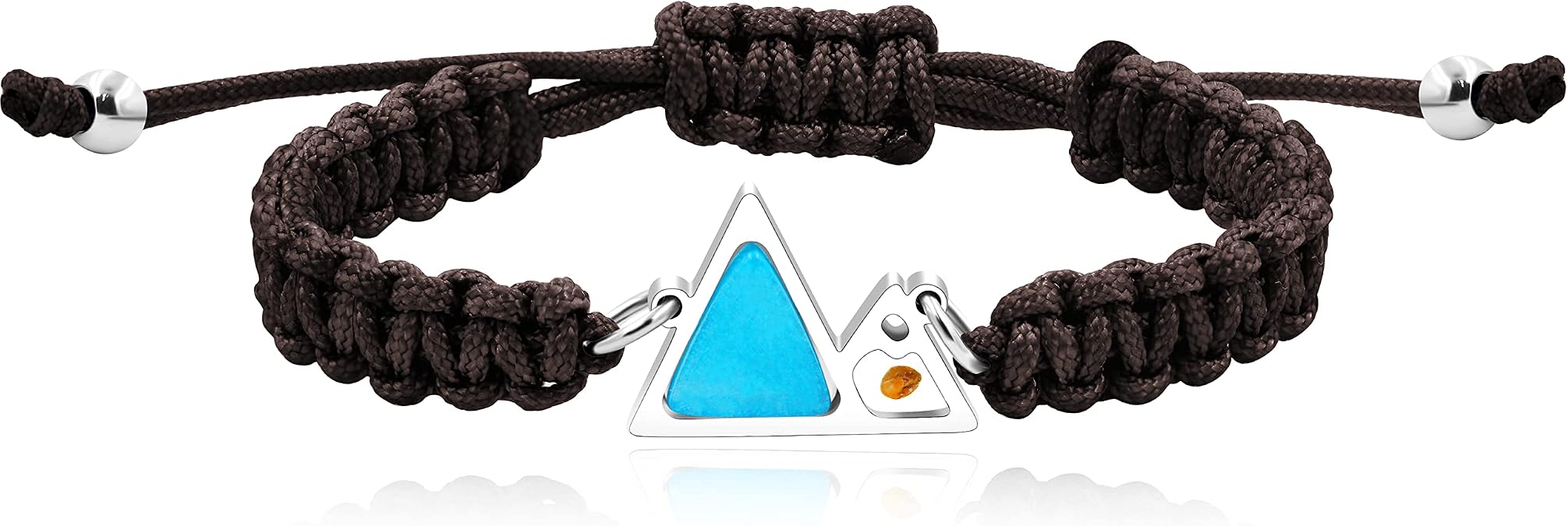 Uloveido Handmade Braided Rope Bracelets with Blue Triangle Mountain Mustard Seed Charm Unisex Mountain Bracelet