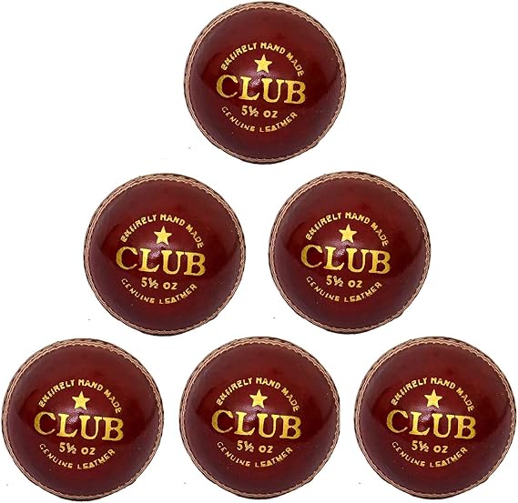CW Club Red Cricket Ball Leather Pack of 12 Hand Stitched Original Balls 156gm Approx