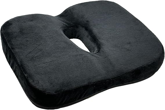 Seat Cushion - Memory Foam Sitting Pillow - Car Seat & Office Chair Cushion - Slip-Resistant with Soft Surface (1 Pack, Curved Shape)